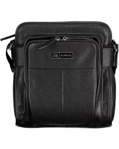 La Martina Sleek Black Shoulder Bag With Contrast Details
