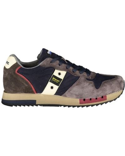 Blauer Sleek Designer Sneakers With Contrast Accents - Blue