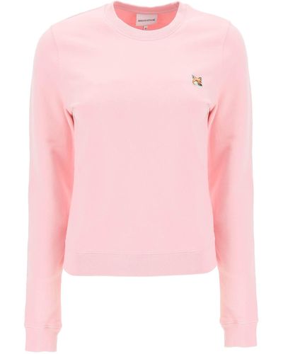 Maison Kitsuné Fox Head Crew Neck Sweatshirt - Pink