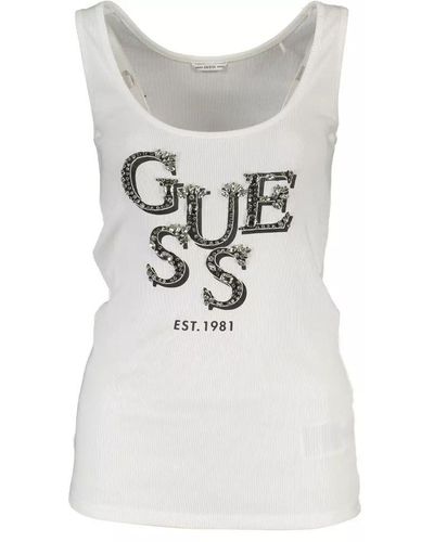 Guess White Cotton Tops & T - Grey