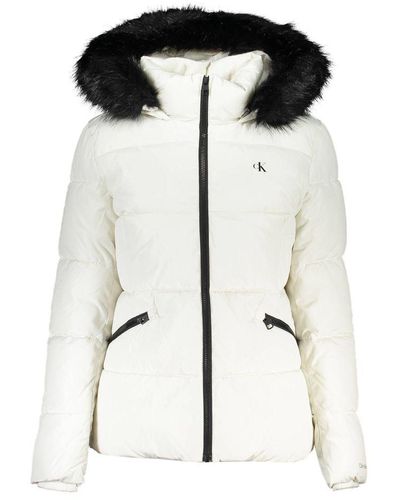 Calvin Klein Elegant Long-Sleeved Winter Jacket With Fur Hood - Black