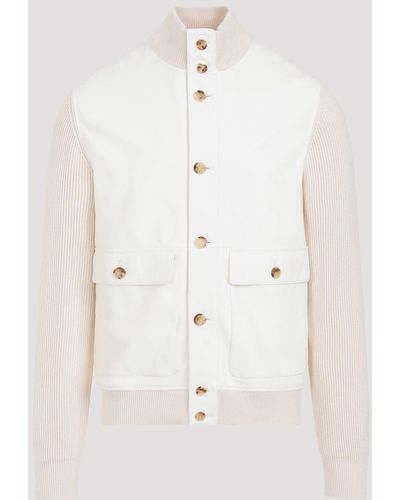 Brunello Cucinelli Panama White Nappa Leather Jacket