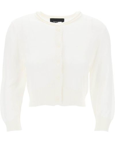 Simone Rocha Cropped Cardigan With Pearls - White