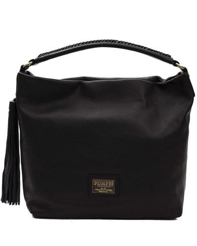 Pompei Donatella Elegant Leather Shoulder Bag - Black