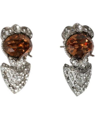 Dolce & Gabbana Silver Crystal Stone 925 Sterling Earrings - Multicolour