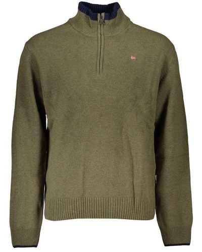 Napapijri Half-Zip Sweater With Embroidery Detail - Green