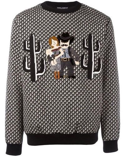 Dolce & Gabbana Black Polyester Sweater - Gray