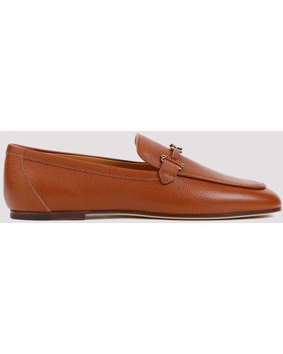 Tod's Brandy Brown Grained Leather Loafers