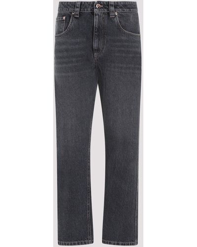 Brunello Cucinelli Black Stone Cotton Jeans - Grey