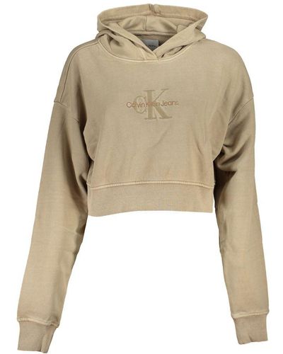 Calvin Klein Chic Embroidered Hooded Sweatshirt - Natural