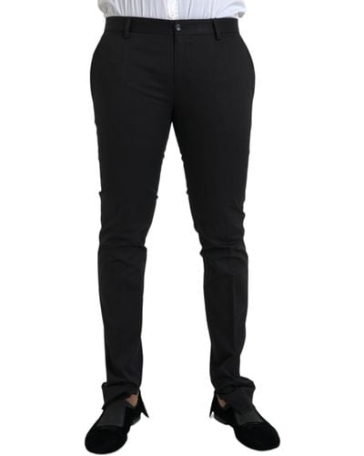 Dolce & Gabbana Cotton Stretch Skinny Dress Trousers - Black