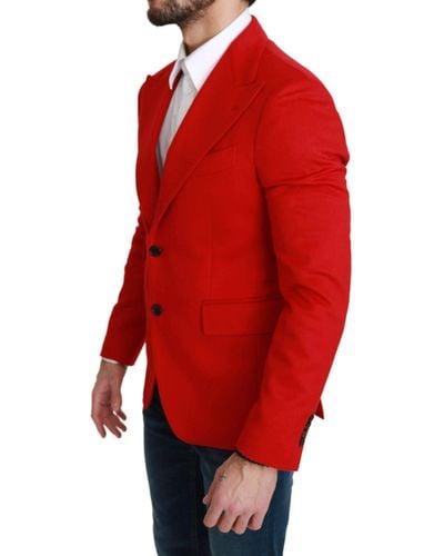 Dolce & Gabbana Dolce Gabbana Cashmere Slim Fit Coat Jacket Blazer - Red