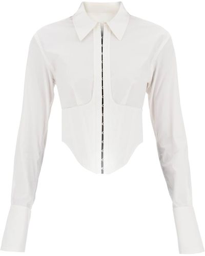 Dion Lee Cropped Shirt With Underbust Corset - White