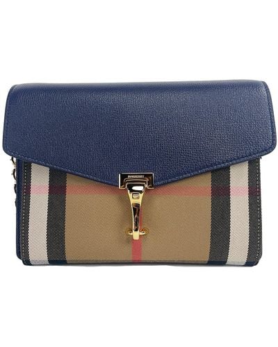 Burberry Macken Small Ink House Check Derby Grain Leather Crossbody Bag - Blue