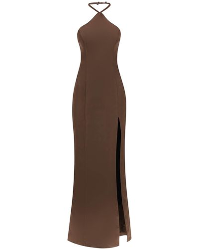 MVP WARDROBE 'catalina' Halterneck Long Dress - Brown