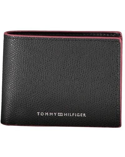 Tommy Hilfiger Elegant Leather Bifold Wallet With Contrast Accents - Black