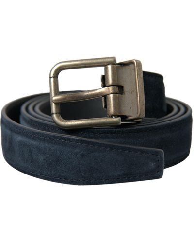 Dolce & Gabbana Elegant Leather Belt With Metal Buckle - Blue