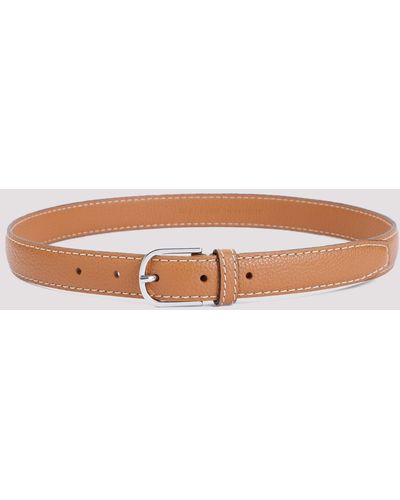 Totême Tan Brown Grained Leather Slim Trousers Leather Belt