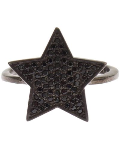 Nialaya Black Cz Star 925 Silver S Ring