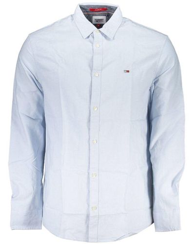 Tommy Hilfiger Elegant Italian Collar Long Sleeve Shirt - Blue