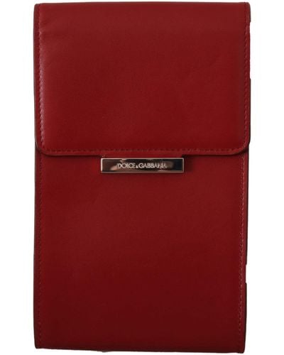 Dolce & Gabbana Red Leather Universal Phone Pocket Case