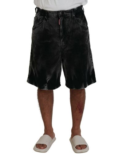 DSquared² Grey Cotton Corduroy Bermuda Shorts - Black