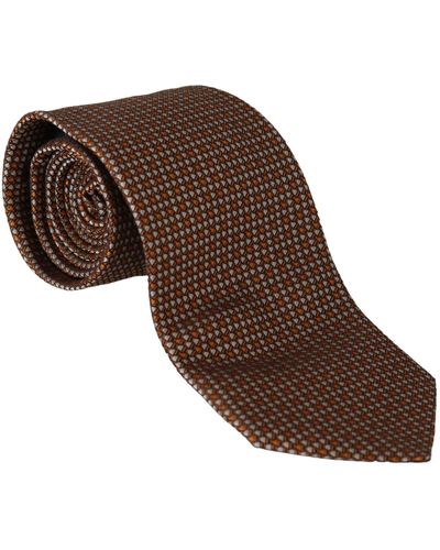 Dolce & Gabbana Brown Patterned Wide Silk Necktie
