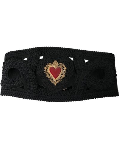 Dolce & Gabbana Canvas Embellished Waist Belt - Black