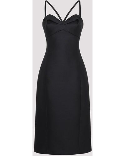 Versace Black Sculptural Wool Cocktail Dress