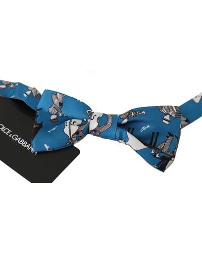 Dolce & Gabbana Dolce Gabbana Jazz Club Silk Adjustable Neck Papillon Bow Tie - Blue