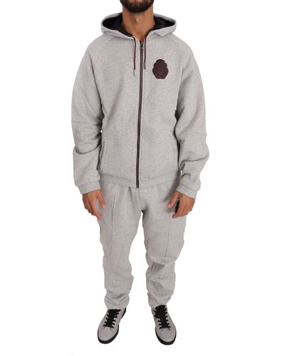 Billionaire Italian Couture Cotton Hooded Jumper Trousers Tracksuit - Grey