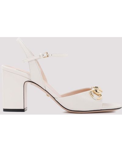 Gucci White Lady Leather Sandals - Natural