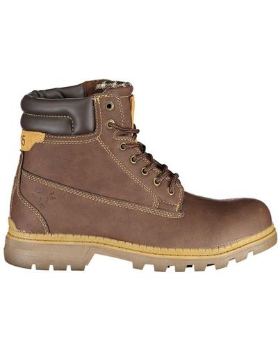 Carrera Elegant Lace-Up Boots With Contrast Details - Brown