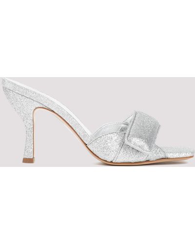 Gia Borghini Silver Glitter Alodie Sandals - White