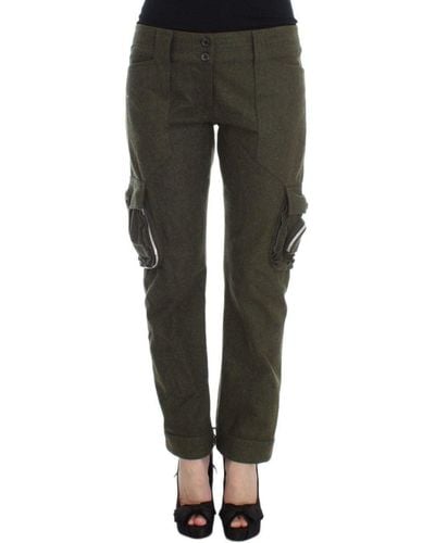 Ermanno Scervino Wool Blend Loose Fit Cargo Trousers - Black