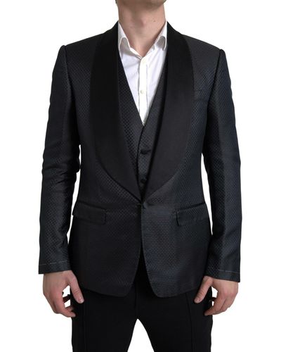 Dolce & Gabbana Black Jacquard 2 Piece Single Breasted Suit
