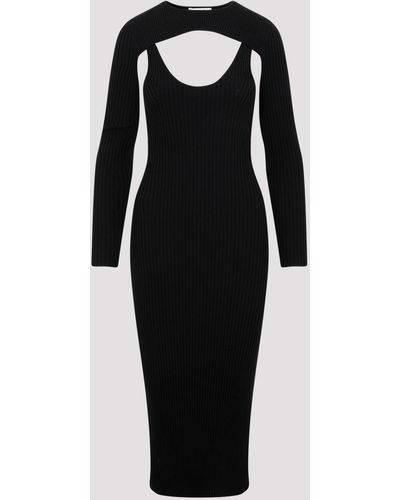 SIMKHAI X WOLFORD Black Wool Blend Contoured Ribs Dress