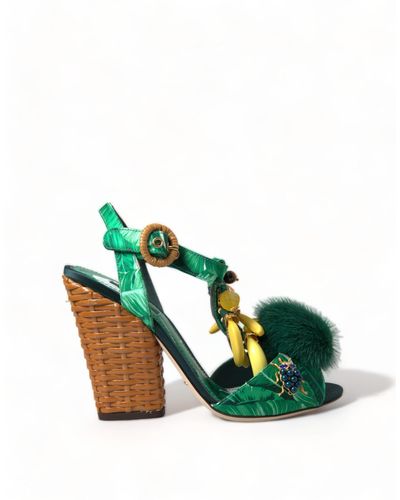 Dolce & Gabbana Green Banana Leaf Embellished T
