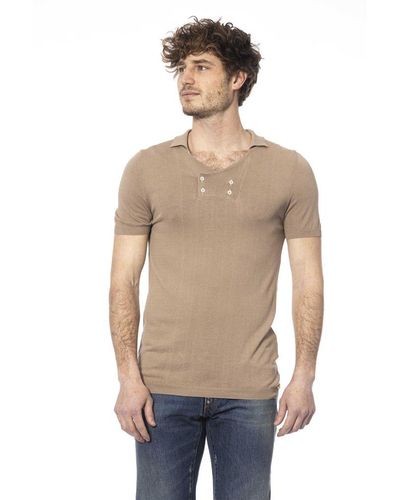 DISTRETTO12 Beige Cotton Polo Shirt - Natural