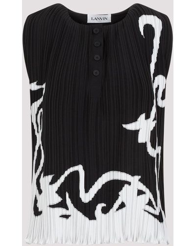 Lanvin Black Sleeveless Pleated Polyester Top