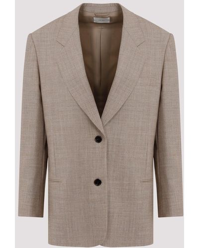 The Row Taupe Ivory Melange Virgin Wool Marina Jacket - Grey