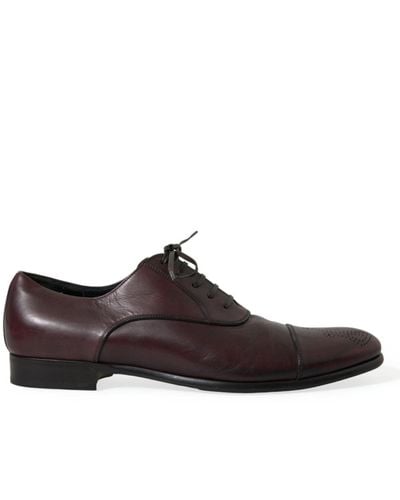 Dolce & Gabbana Bordeaux Leather Men Formal Derby Dress Shoes - Brown