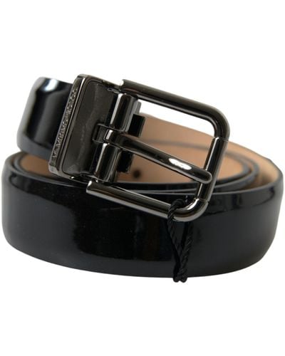 Dolce & Gabbana Black Calf Leather Metal Bucklebelt