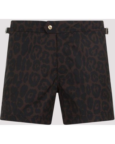 Tom Ford Cheetah Brown Swimwear - Black