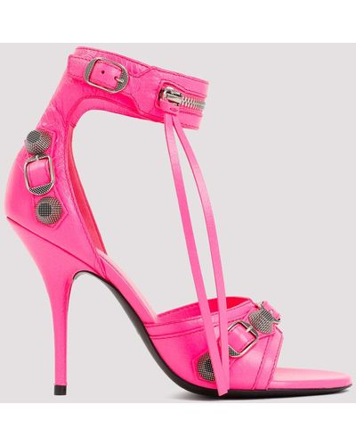 Balenciaga Fluo Pink Cagole Leather Sandals