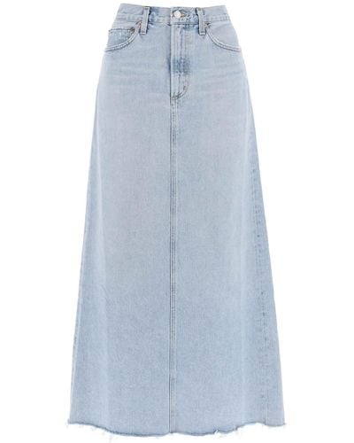 Agolde Hilla Maxi Skirt In Denim - Blue
