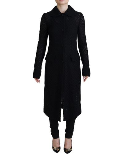 Dolce & Gabbana Classic Button Down Knitted Long Jacket - Black