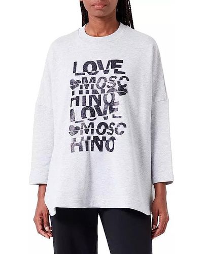 Love Moschino Chic Glitter Print Oversized Sweatshirt - White