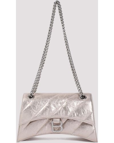 Balenciaga Stone Beige Crush Chain Leather Handbag - Natural
