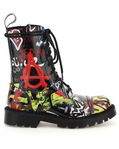 Vetements Graffiti Lace-up Boots - Red